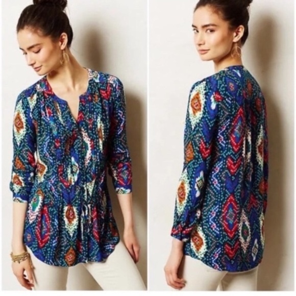 Anthropologie Tops - Anthropologie Maeve Multi-Color Topoxte Blouse 6P